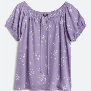 Lavender ruched detail blouse